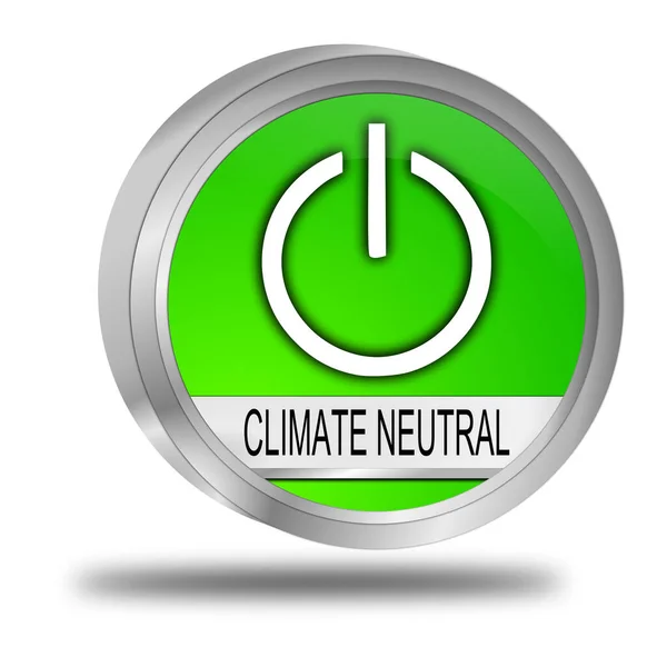Climate Neutral Button Green Illustration — Stock Photo, Image