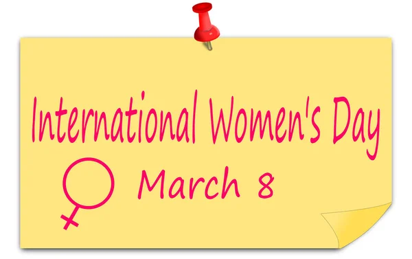 Día Internacional Mujer Una Nota Adhesiva Ilustración Del Marzo —  Fotos de Stock