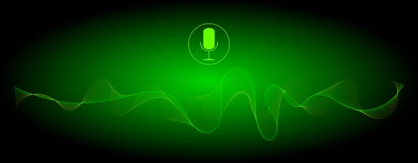 Reconhecimento Voz Com Microfone Ondas Sonoras Amarelas Verdes Ilustração Amarela — Fotografia de Stock