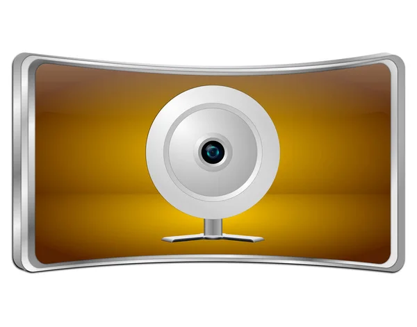 Pulsante Con Webcam Arancione Illustrazione — Foto Stock