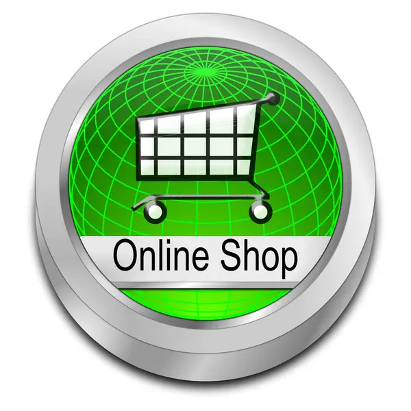 Online Shop Button Green Ilustrace — Stock fotografie