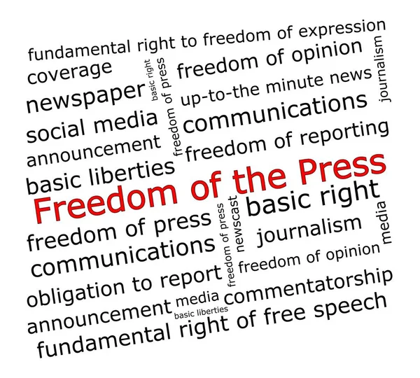 Beyaz Arkaplanda Basın Özgürlüğü Kelime Bulutu Illüstrasyon — Stok fotoğraf