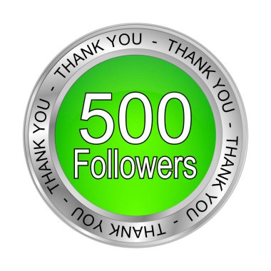 500 takipçi Teşekkürler yeşil- 3D illüstrasyon