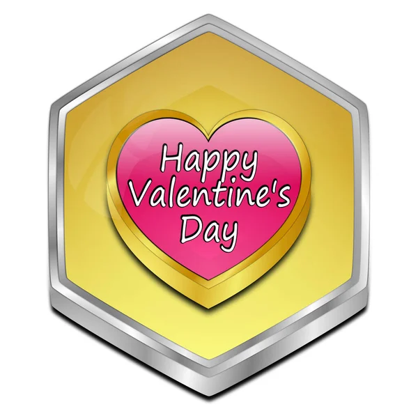 Šťastný Valentýn Tlačítko Zlatá Růžová Ilustrace — Stock fotografie