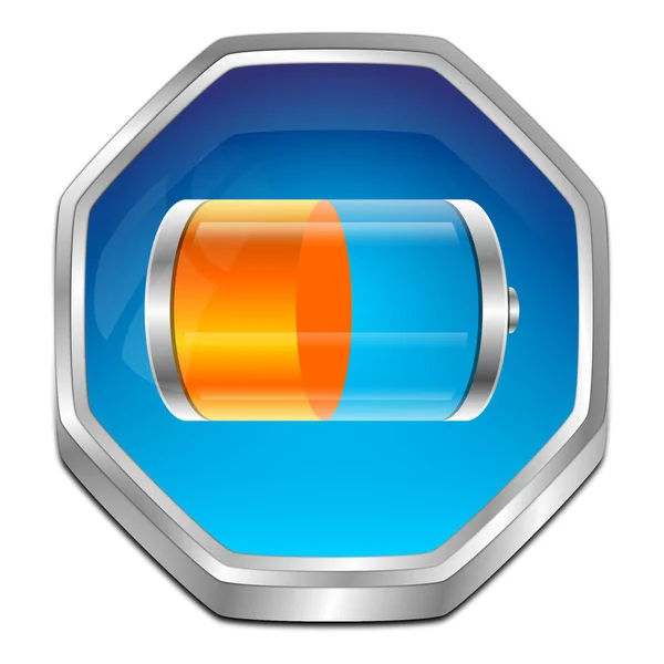 バッテリーボタン青オレンジ 3Dイラスト — ストック写真