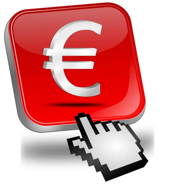 Button Red Euro Sign Cursor Illustration — Stock Photo, Image