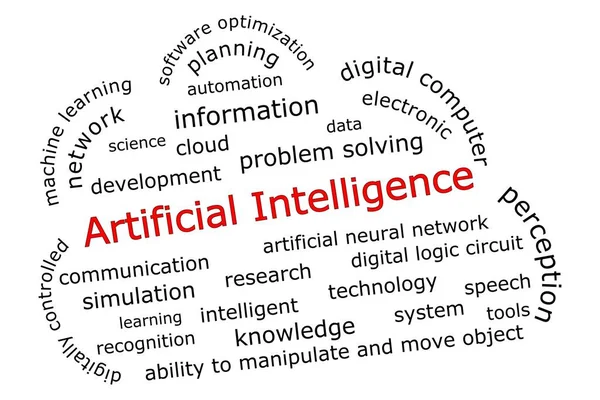 Artificial Intelligence Wordcloud White Background Illustration — Stock Photo, Image