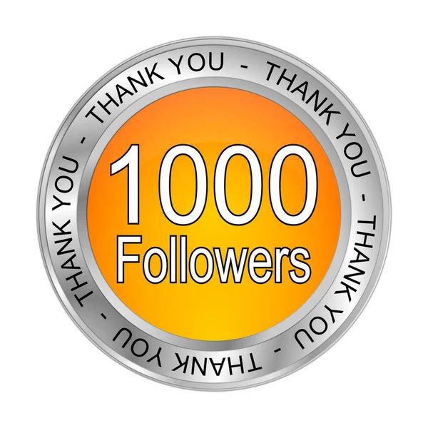 1000 Následovníci Děkujeme Tlačítko Oranžová Ilustrace — Stock fotografie