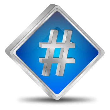 Etiket Mavi Düğme - 3B illüstrasyon