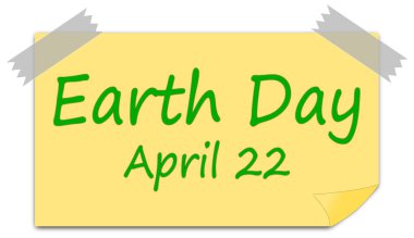 Dünya Günü yapışkan bir notta - 22 Nisan - illüstrasyon