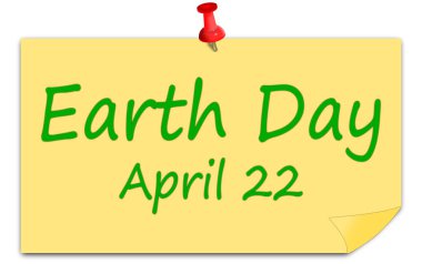 Dünya Günü kırmızı raptiyeli yapışkan bir notta - 22 Nisan illüstrasyon