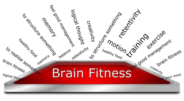 Cerebro Fitness Wordcloud Ilustración Roja — Foto de Stock