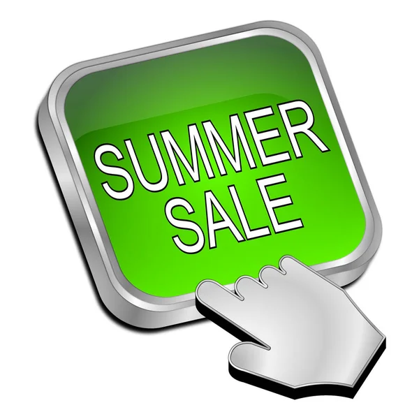 Summer Sale Button Green Cursor Illustration — Stock Photo, Image