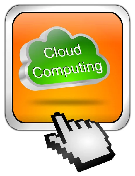 Pulsante Cloud Computing Verde Arancio Con Cursore Illustrazione — Foto Stock