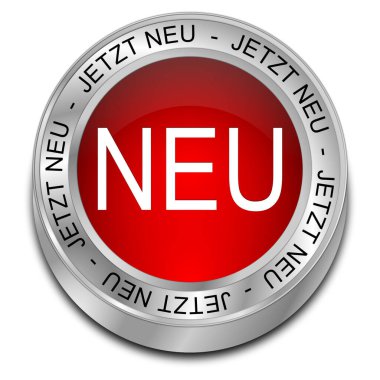 Yeni Düğme kırmızısı - Almanca - 3D illüstrasyon