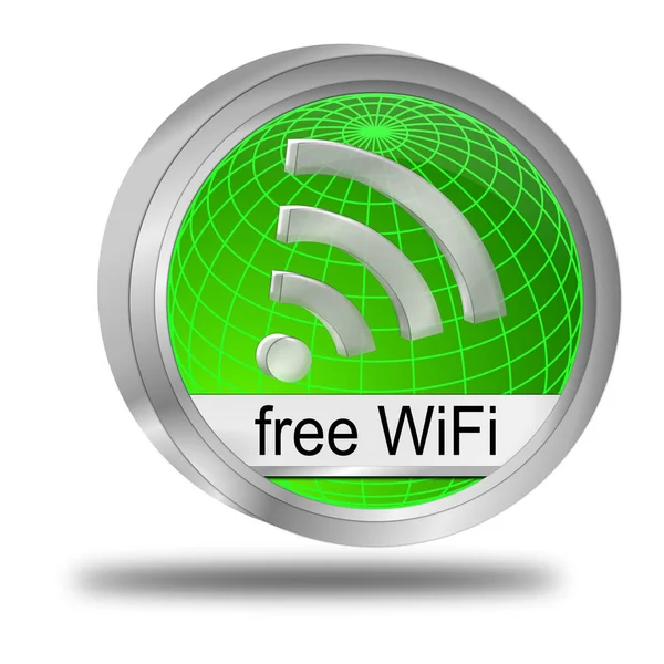 Pulsante Wifi Wireless Gratuito Verde Illustrazione — Foto Stock