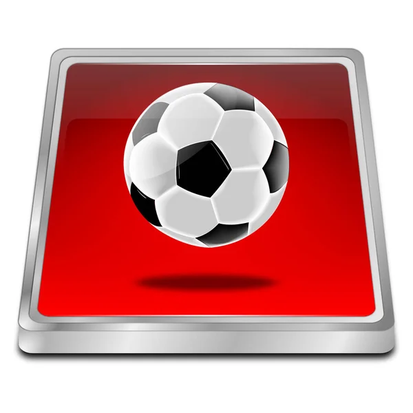 Botão Com Bola Futebol Vermelho Ilustração — Fotografia de Stock