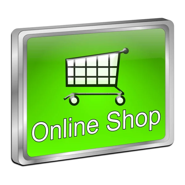 Online Shop Button Green Illustration — Stock Photo, Image