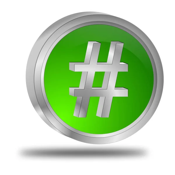 Hashtag Button Green Illustration — Stock Photo, Image