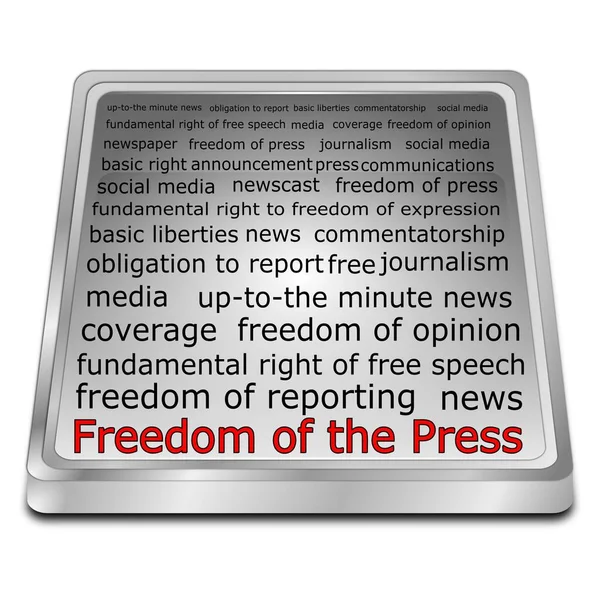 Freedom Press Wordcloud Button Silver Illustration — Stock Photo, Image