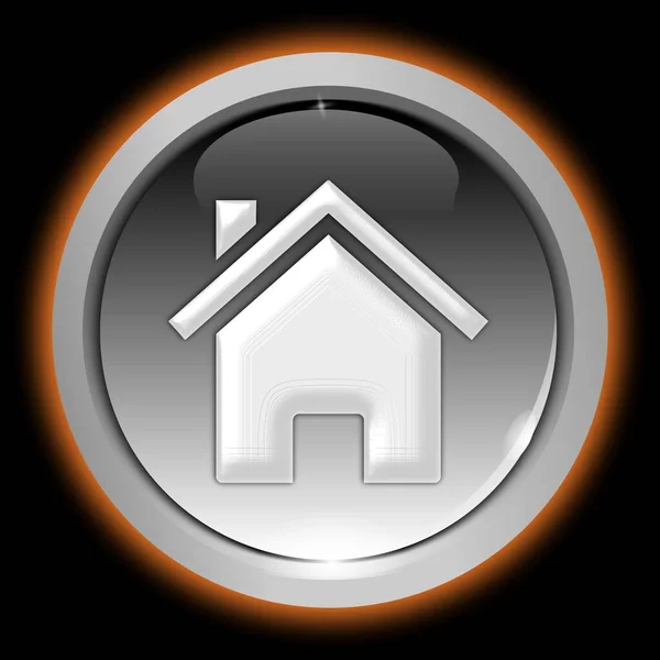 Home Button Silver Orange Illustration — Stock Photo, Image