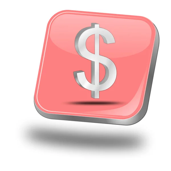 Button Dollar Sign Pastel Red Illustration — Stock Photo, Image