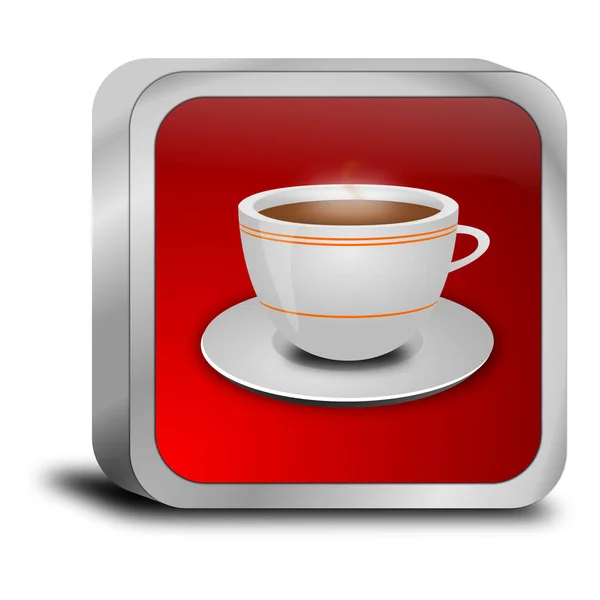 Botão Com Uma Xícara Café Vermelho Ilustração — Fotografia de Stock
