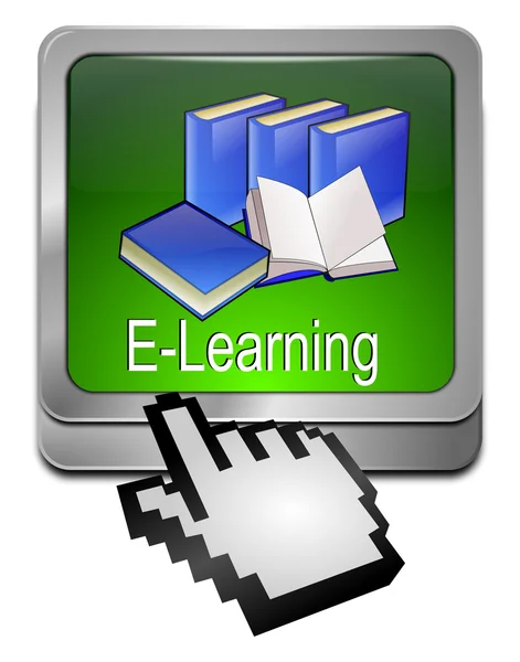 Кнопка E-learning с курсором — стоковое фото