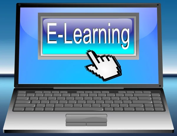 Ноутбук с кнопкой E-Learning — стоковое фото