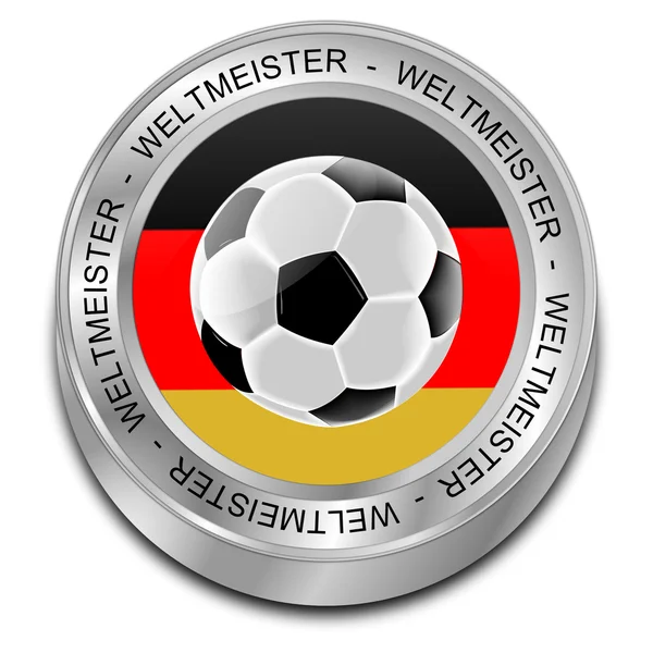 Soccer ball with german flag Champion - in german — Stock Photo, Image