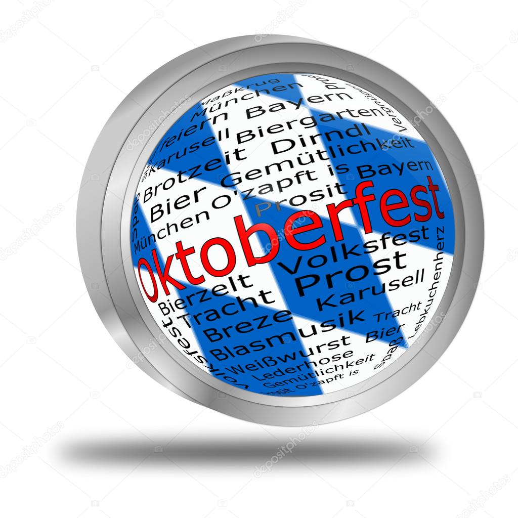 Oktoberfest wordcloud button - in german