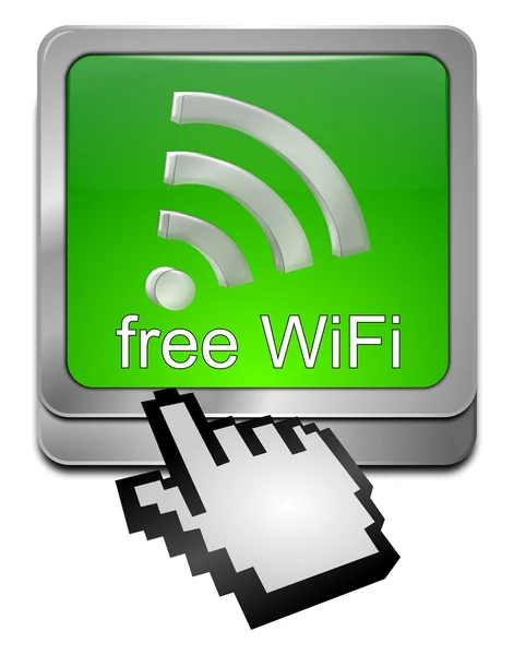WiFi Wlan botón inalámbrico gratuito con cursor —  Fotos de Stock