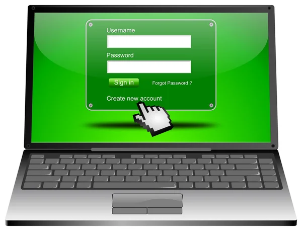 Laptop Computer with Login web screen — Stock Photo, Image