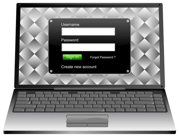 Ordenador portátil con pantalla de inicio de sesión —  Fotos de Stock