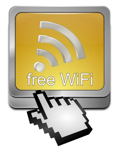 Free wireless WiFi Wlan button with cursor — Stock Photo, Image