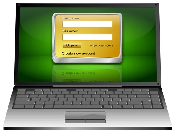 Ordenador portátil con pantalla de inicio de sesión —  Fotos de Stock