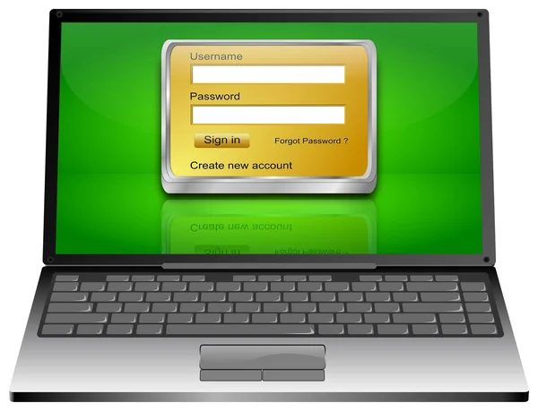 Computador portátil com tela de login — Fotografia de Stock