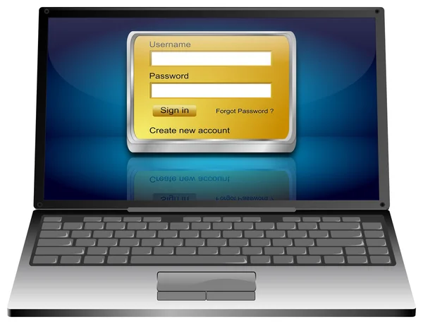 로그인 스크린 노트북 컴퓨터 — 스톡 사진