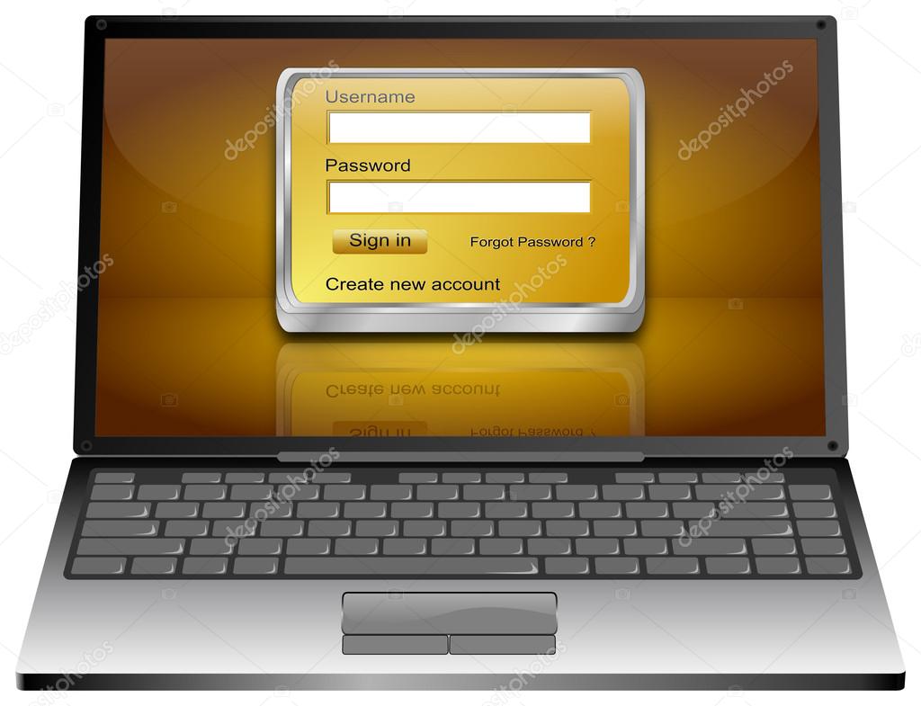 Laptop Computer with Login screen