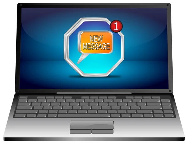 Laptop computer with new Message Button — Stock Photo, Image