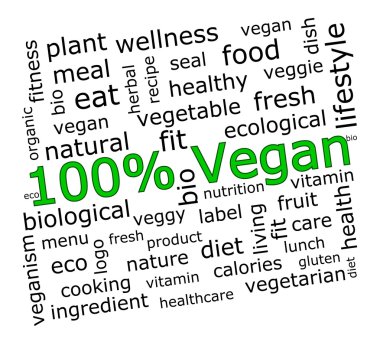 Hundred percent vegan wordcloud clipart