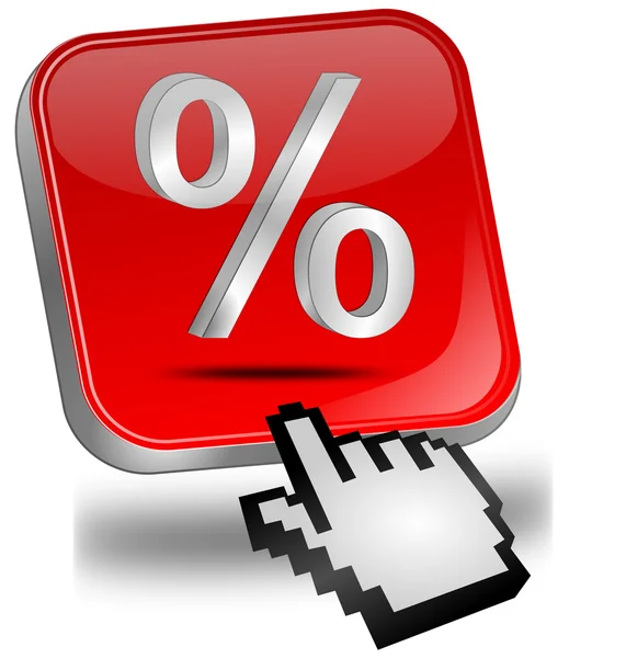 Discount button with percent symbol and cursor — Stock Photo, Image