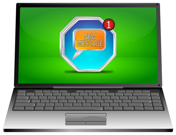 Laptop computer with new Message Button — Stock Photo, Image
