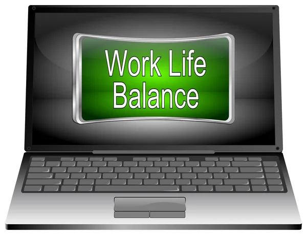 Laptop computer with Work Life Balance button — Stock Photo, Image