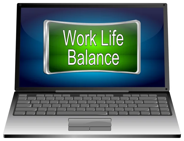 Computer portatile con il pulsante Equilibrio vita lavorativa — Foto Stock