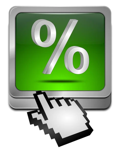 Tlačítko sleva s symbol procenta s kurzorem — Stock fotografie