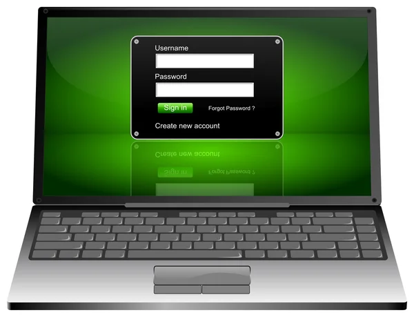 Laptop mit Login-Bildschirm — Stockfoto