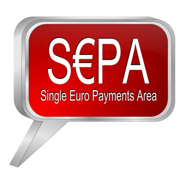 SEPA - Единая зона платежей евро - речевой пузырь — стоковое фото