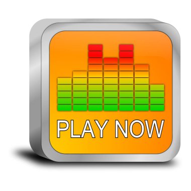 Şimdi eşitleyici turuncu ile düğmeyi çal - 3B illüstrasyon