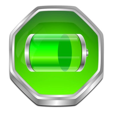 Batarya Düğmesi yeşili - 3B illüstrasyon